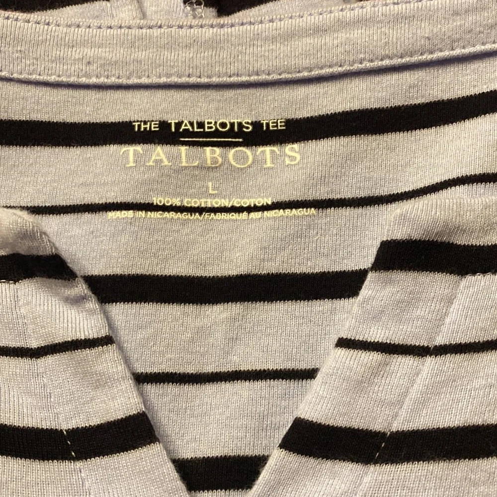 Talbots 100%Cotton Split Neck Tee Elbow Sleeves - Picture 2 of 5
